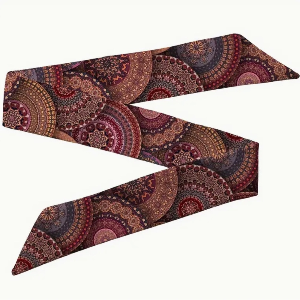 Two Vintage Mandala Pattern Thin Scarves / Hair Bands / Scarves - #1096